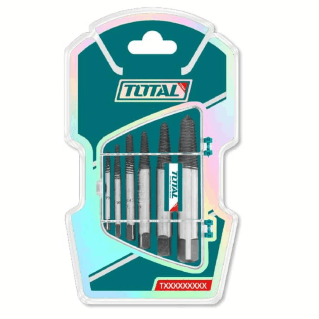 SET EXTRACTOR DE TORNILLO 6PCS CR-V DUREZA 48-52HRC 1-6 +ESTUCHE INDUSTRIAL – TACSE0061