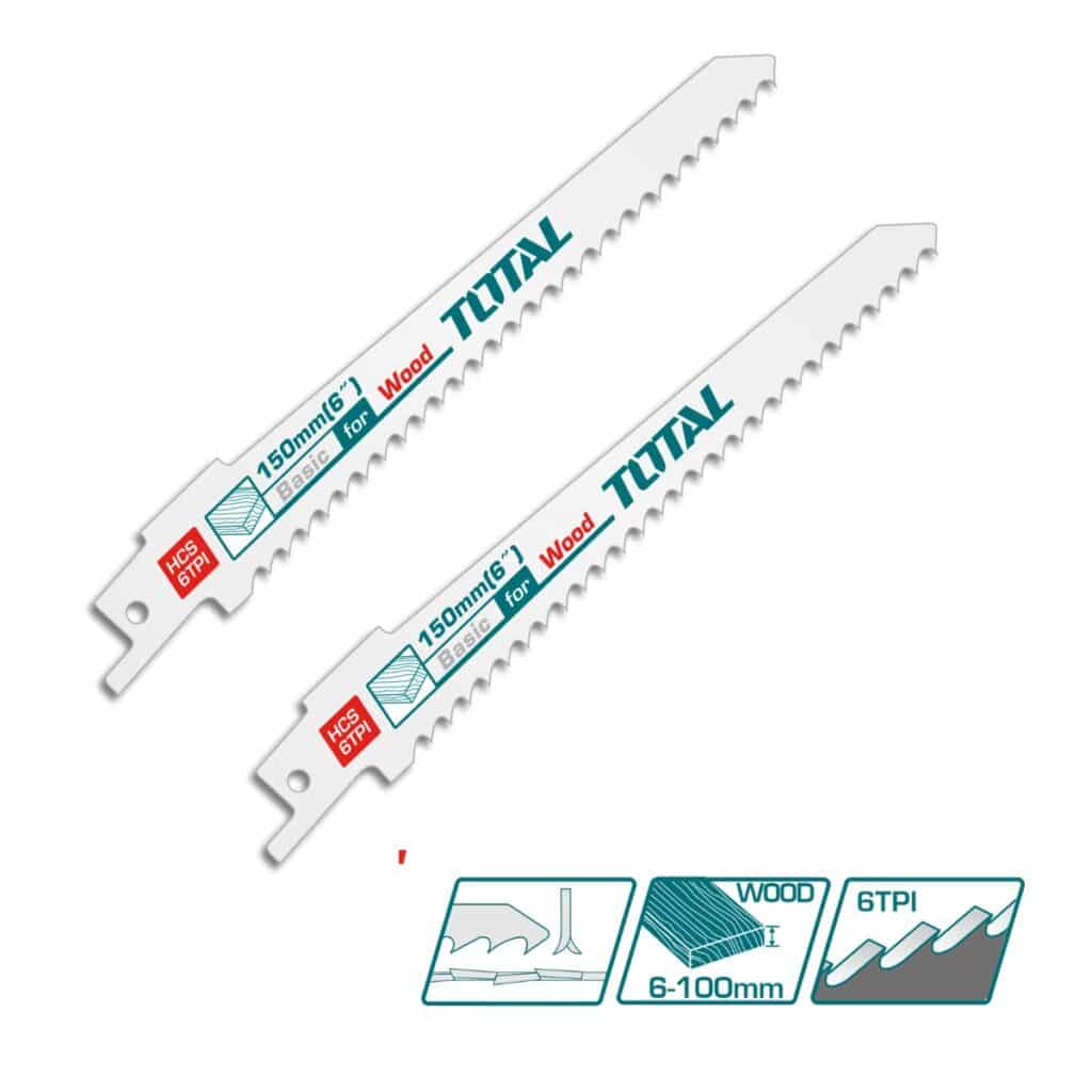 CUCHILLA SIERRA RECIPROCA O SABLE  SET 2PCS 150X19X1.25MM 6TPI HCS PARA MADERA – TAC52644D