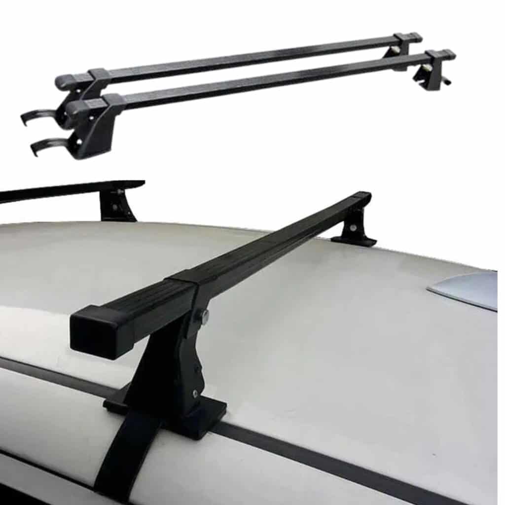 BARRAS TRANSVERSALES 48″ CON TACO CLÁSICO UNIVERSAL SEMI ARMADO NEGRO – A26786