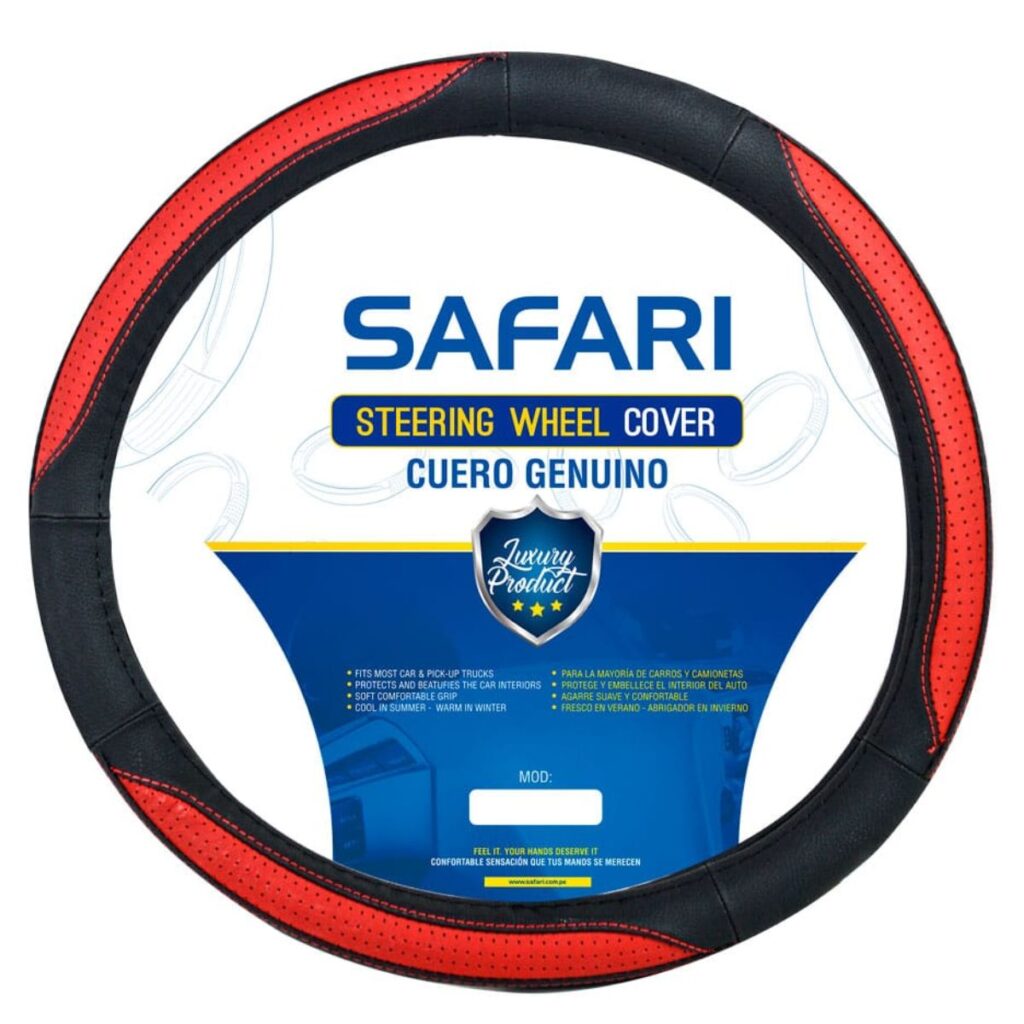 CUBRE VOLANTE CUERO GENUINO NEGRO 3P DARK RED ESPECIAL – SFT-N1746RD