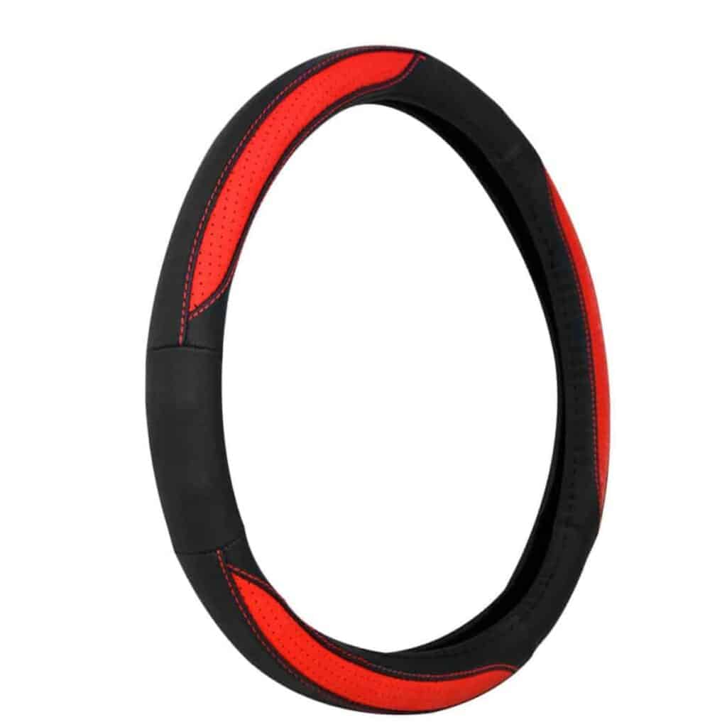 CUBRE VOLANTE CUERO GENUINO NEGRO 3P DARK RED ESPECIAL – SFT-N1746RD