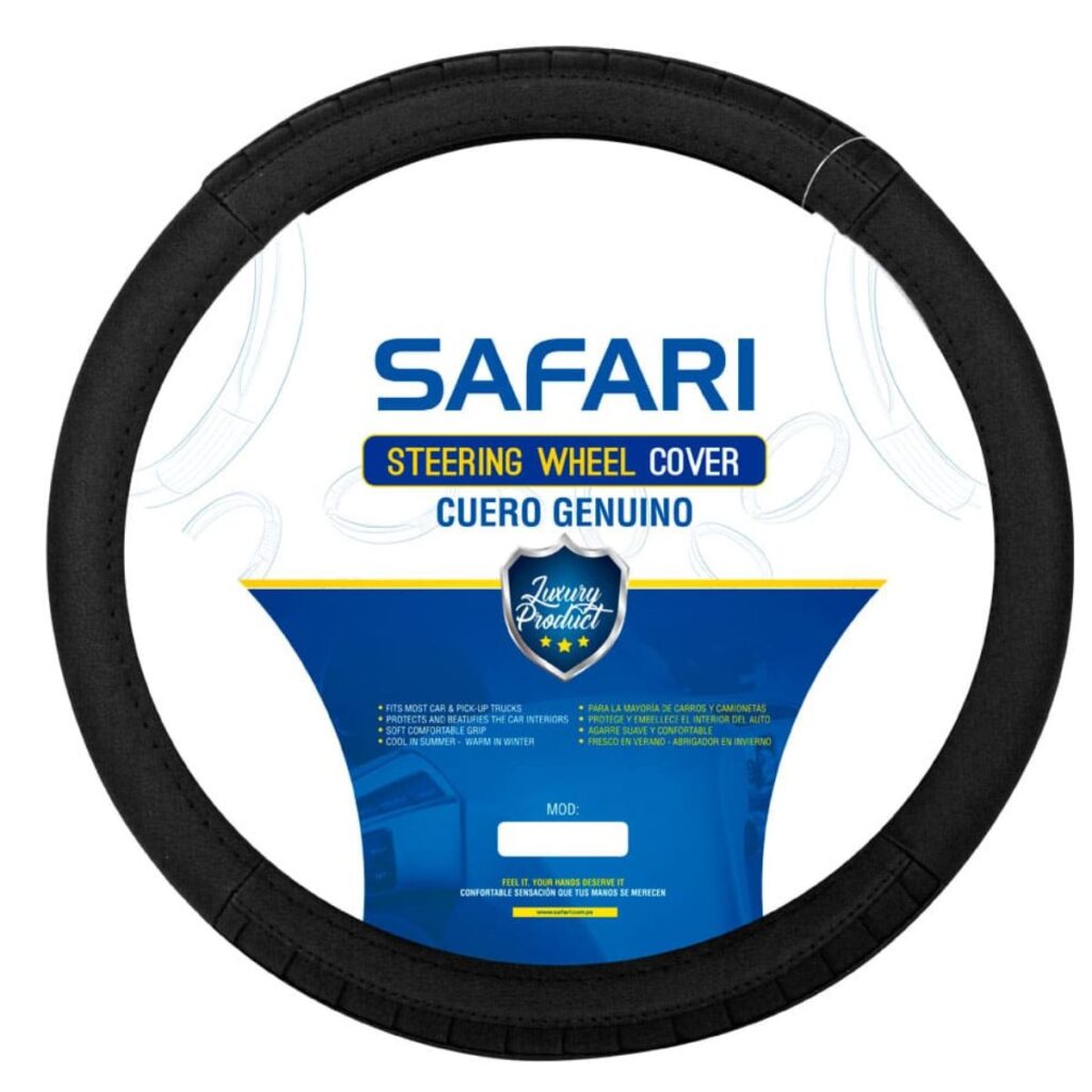 CUBRE VOLANTE CUERO NEGRO CON TEXTURA NEGRA 2D – SFT-18014BK