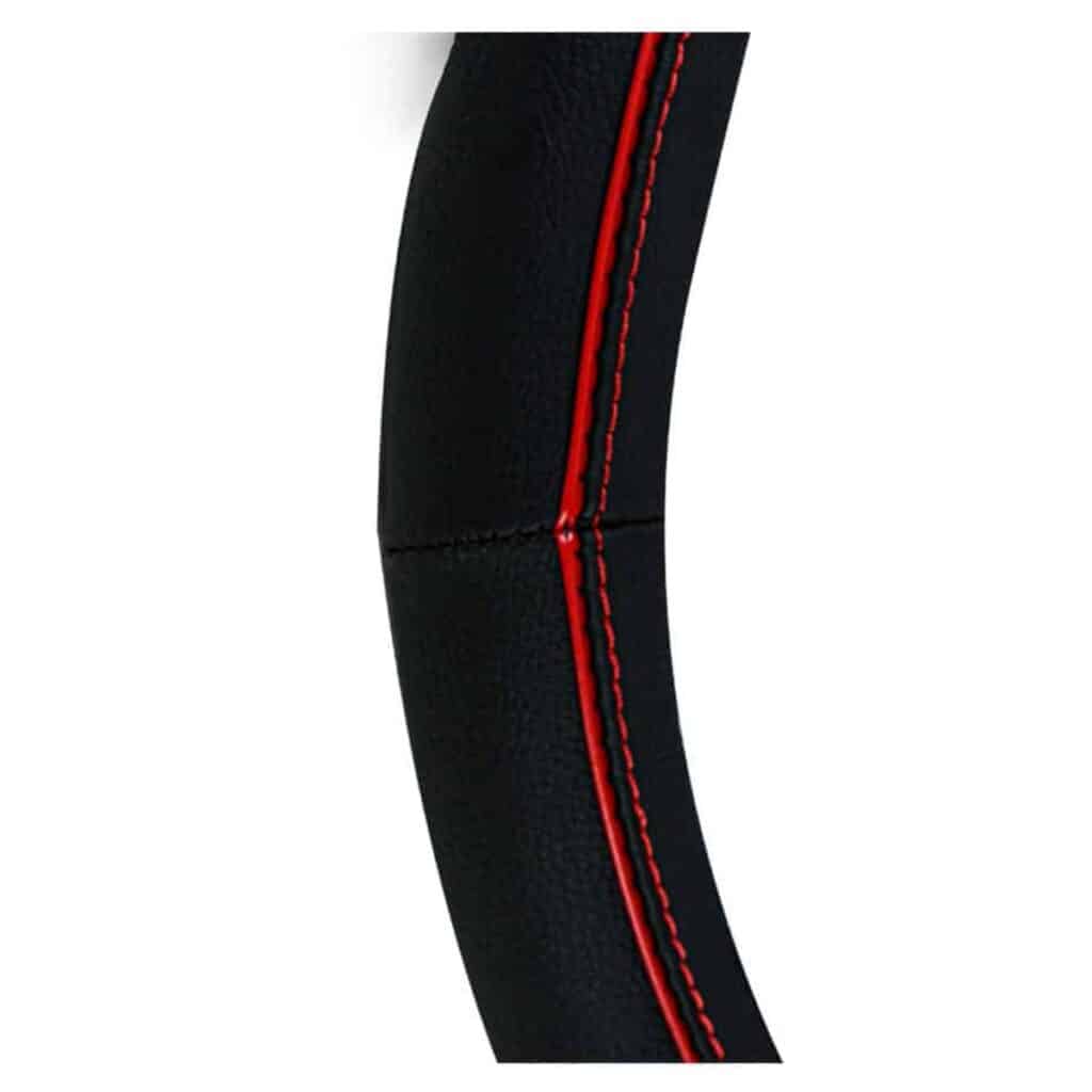 CUBRE VOLANTE SAFARI DE CUERO NEGRO DETALLE LÍNEA ROJA – SFT-18017BK