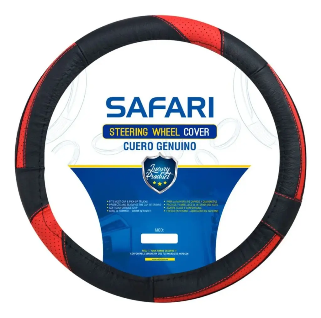 CUBRE VOLANTE CUERO NEGRO 5P DARK RED – SFT-N1742RD