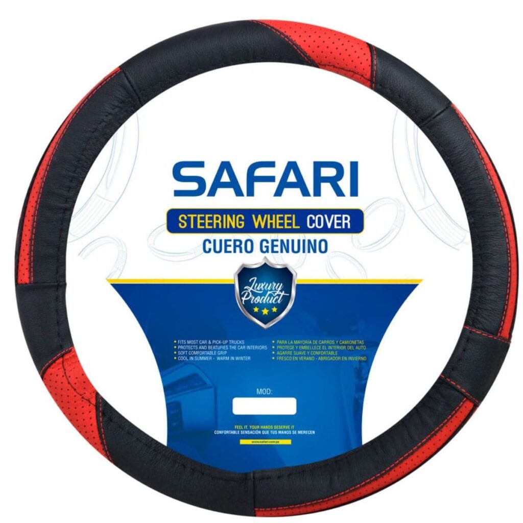 CUBRE VOLANTE CUERO NEGRO 5P DARK RED – SFT-N1742RD