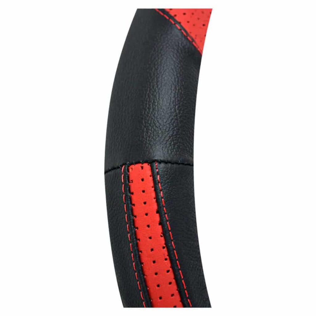 CUBRE VOLANTE CUERO NEGRO 5P DARK RED – SFT-N1742RD