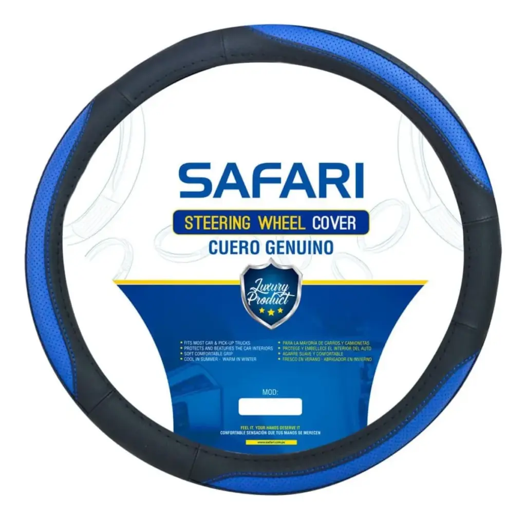 CUBRE VOLANTE CUERO NEGRO 3P DARK BLUE – ESPECIAL – SFT-N1746BL