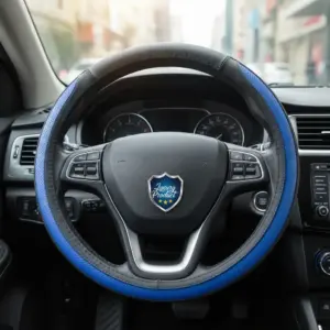 CUBRE VOLANTE CUERO NEGRO 3P DARK BLUE – ESPECIAL - SFT-N1746BL