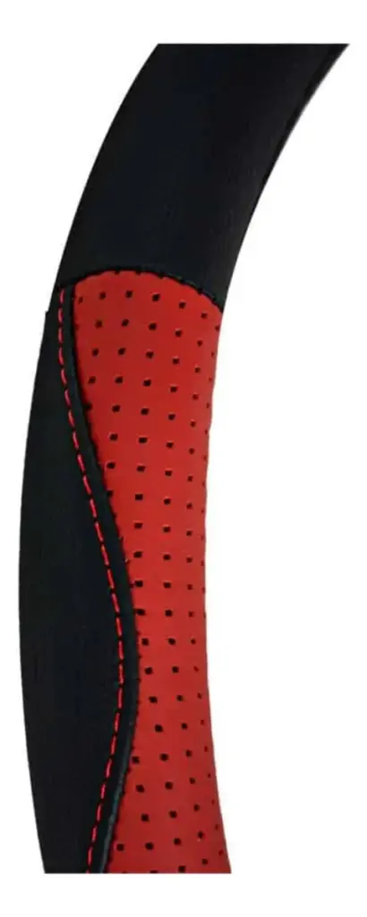 CUBRE VOLANTE CUERO GENUINO NEGRO/ HILO ROJO – SFT-T1707RD