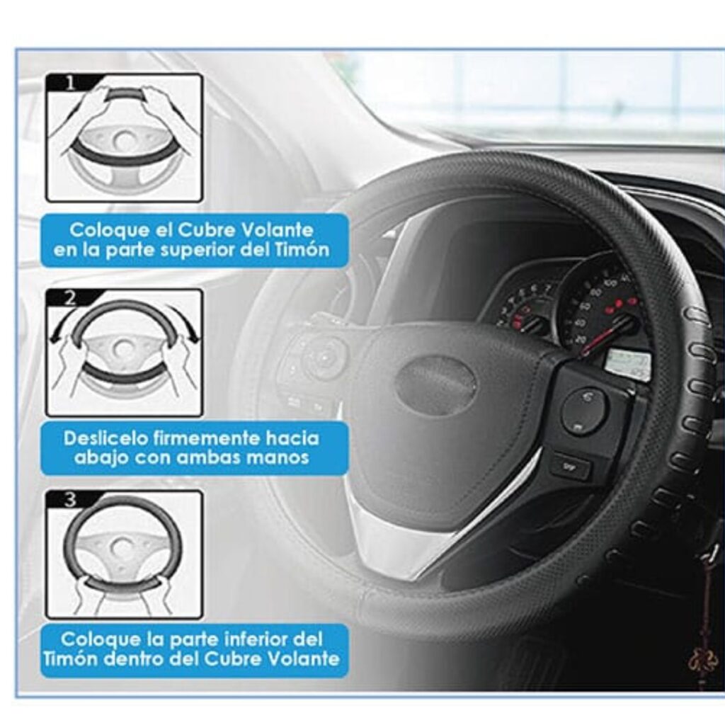 CUBRE VOLANTE CUERO GENUINO DELUX NEGRO BEIGE – SFT-1031