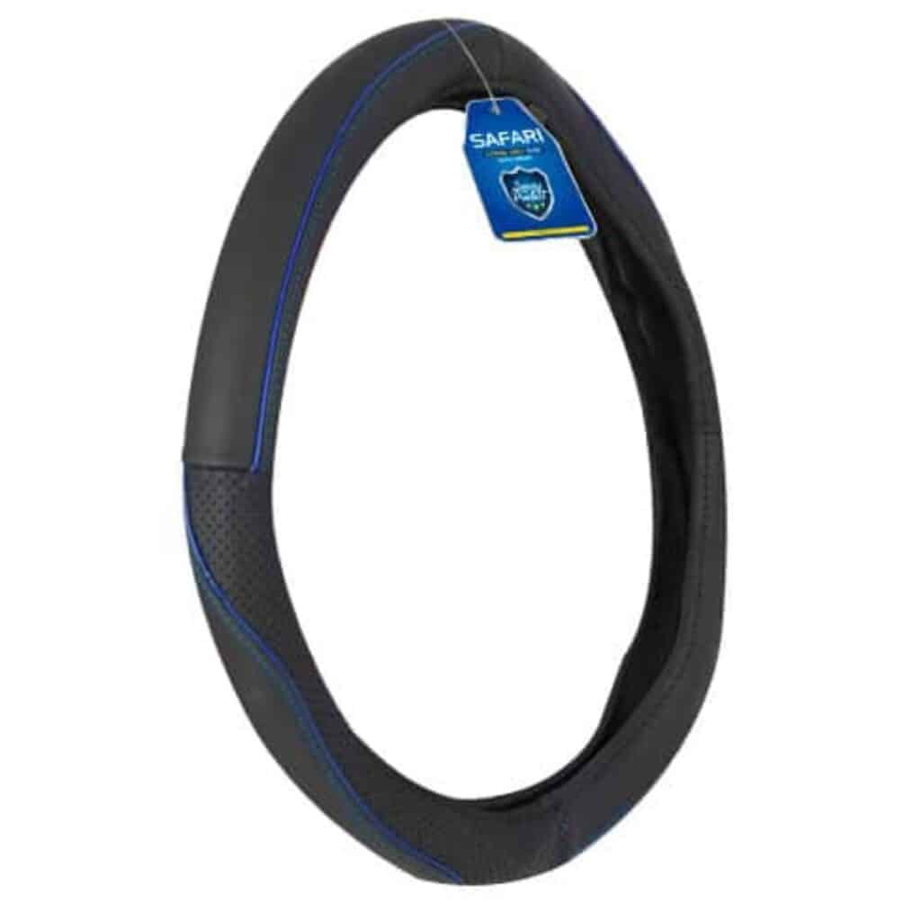 Cubre Volante Cuero Genuino Negro Linea Azul – SFT-T1736BL