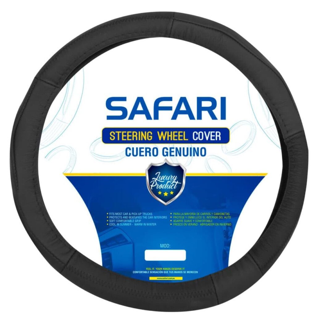 CUBRE VOLANTE SAFARI DE CUERO GENUINO NEGRO – SFT- T1739BK