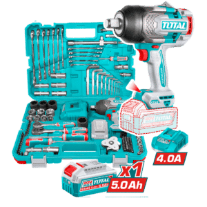 COMBO 2 EN 1 LLAVE DE IMPACTO 1350NM 20V + HERRAMIETAS 1X5.0AH (126PCS ) INDUSTRIAL TOTA - THKTHP31262