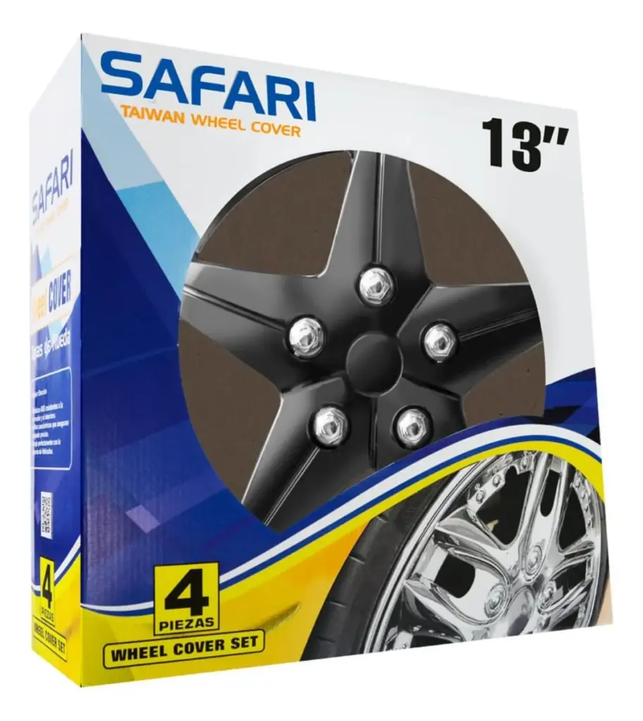 TAPAS DE AROS 13″ NEGRO/CROMADO  – V127-BC-13