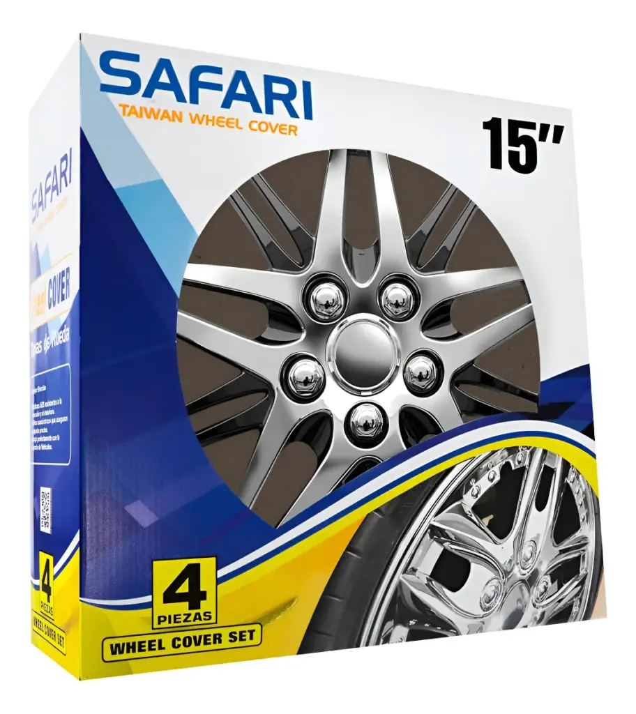 TAPAS DE AROS 15″ NEGRO/CROMADO  – V130-CB-15