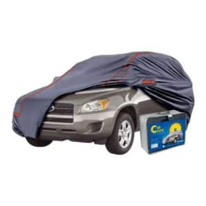 COBERTOR PARA SUV GRIS SEMIPESADO CON REFLECTIVO NARANJA BOLSILLO PARA ESPEJO Y CIERRE  TALLA L 4.8m×1.7m×1.5m - SR4012L