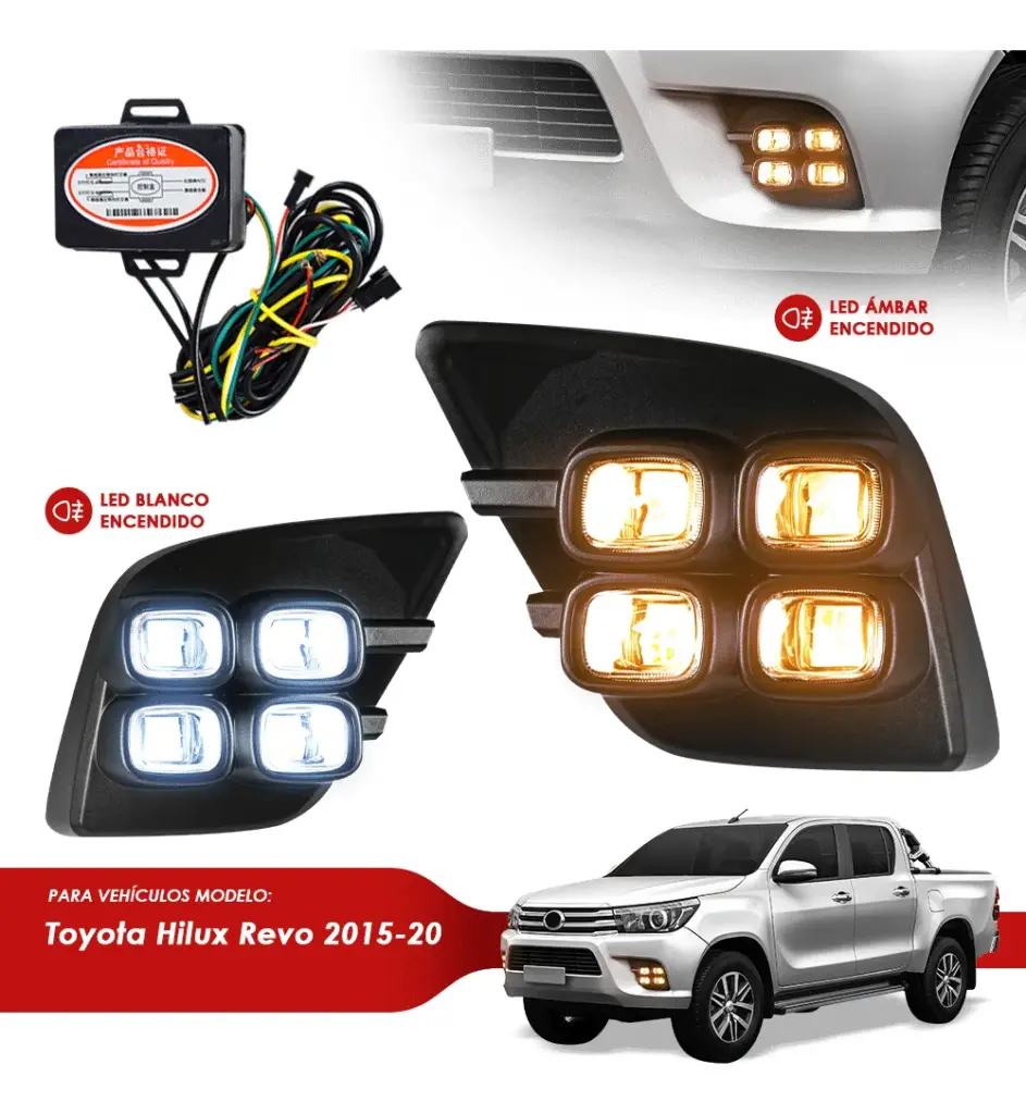 NEBLINERO LED BLANCO/ÁMBAR 2 FUNC PARA HILUX REVO 2015-20 -D91N2015