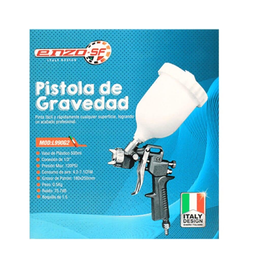 PISTOLA DE GRAVEDAD TIPO AERÓGRAFO 1.5MM 500CC  – L990G2
