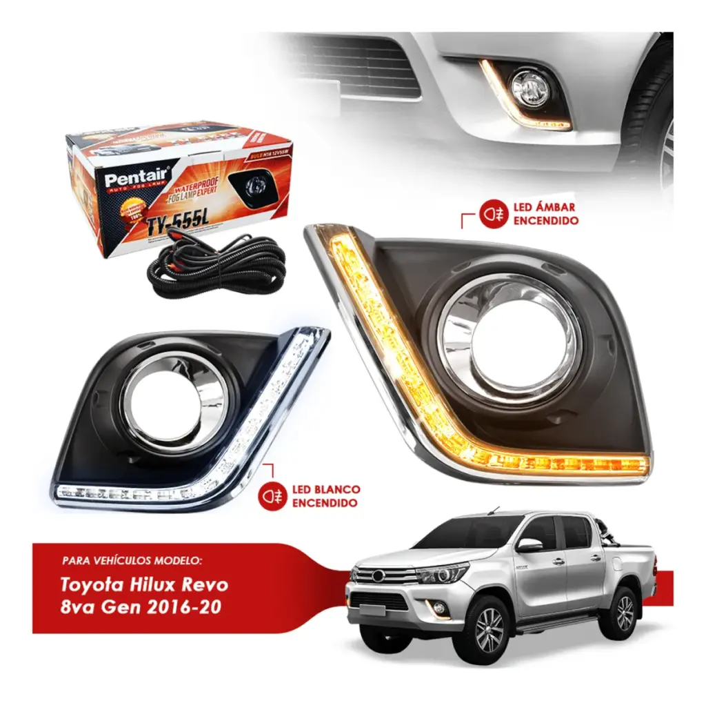 SET DE NEBLINEROS PARA TOYOTA HILUX REVO 8VA GENERACIÓN 2016-2020 – PTY-555L