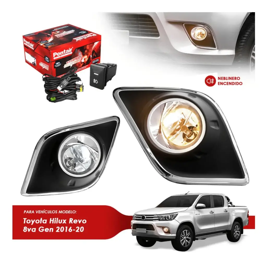 NEBLINERO SET COMPLETO DOBLE CROMADO TOYOTA HILUX REVO 8VA GENERACIÓN 2016-2020 – PTY-55E-1