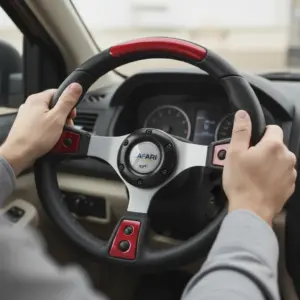 TIMON DEPORTIVO FORT PVC 320MM NEGRO/ROJO  - RSW-4111 RD