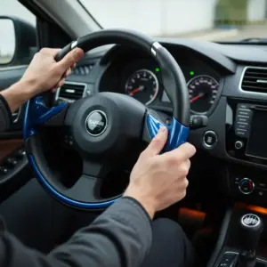 TIMON DEPORTIVO STRIP PVC 320MM NEGRO/AZUL  - RSW-4113 BL