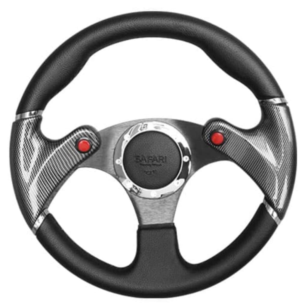 TIMÓN DEPORTIVO PVC NEGRO GRIS  – RSW-4131 CB