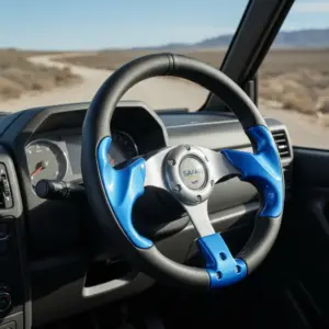 TIMON DEPORTIVO STRONG PVC 320MM NEGRO/AZUL  - RSW-4197 BL