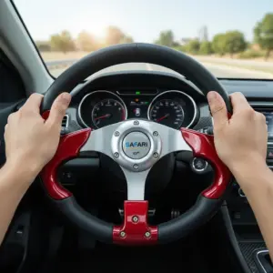 TIMON DEPORTIVO STRONG PVC 320MM NEGRO/ROJO -RSW-4197 RD