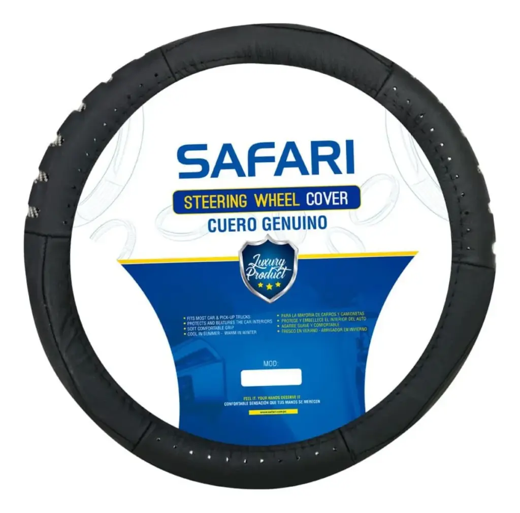 CUBRE VOLANTE CUERO NEGRO DETALLES DE CARBÓN REFLECTIVO 3D – SFT-18019BK