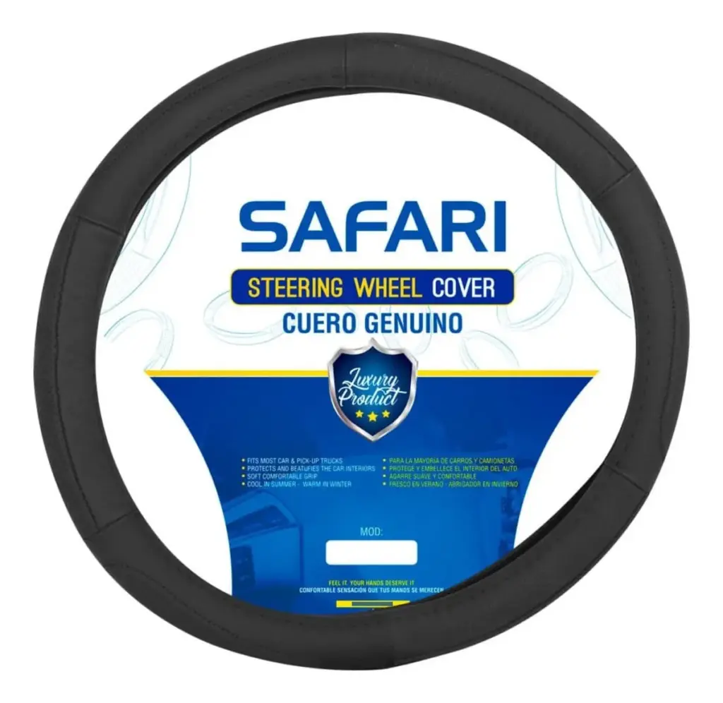 CUBRE VOLANTE CUERO NEGRO DETALLE ONDAS E HILO NEGRO VENTILADO – SFT-18023BK