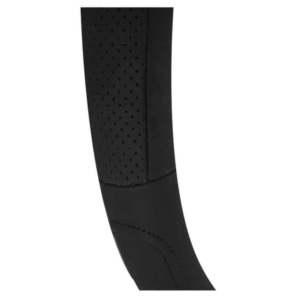 CUBRE VOLANTE CUERO NEGRO DETALLE ONDAS E HILO NEGRO VENTILADO – SFT-18023BK