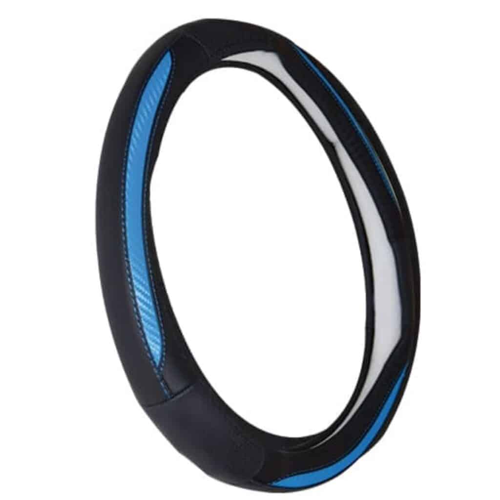 CUBRE VOLANTE CUERO GENUINO NEGRO CARBON 3D AZUL – SFT-N1801BL