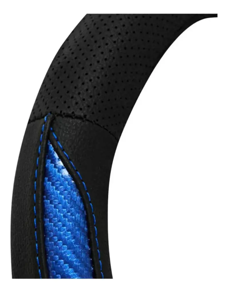 CUBRE VOLANTE CUERO GENUINO NEGRO CARBON 3D AZUL – SFT-N1801BL