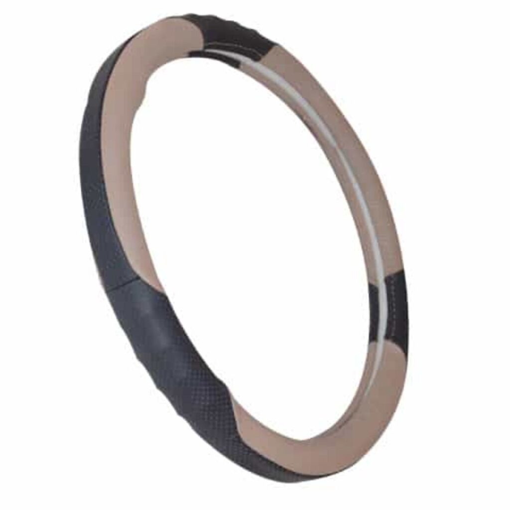 CUBRE VOLANTE CUERO GENUINO DELUX NEGRO BEIGE – SFT-1031