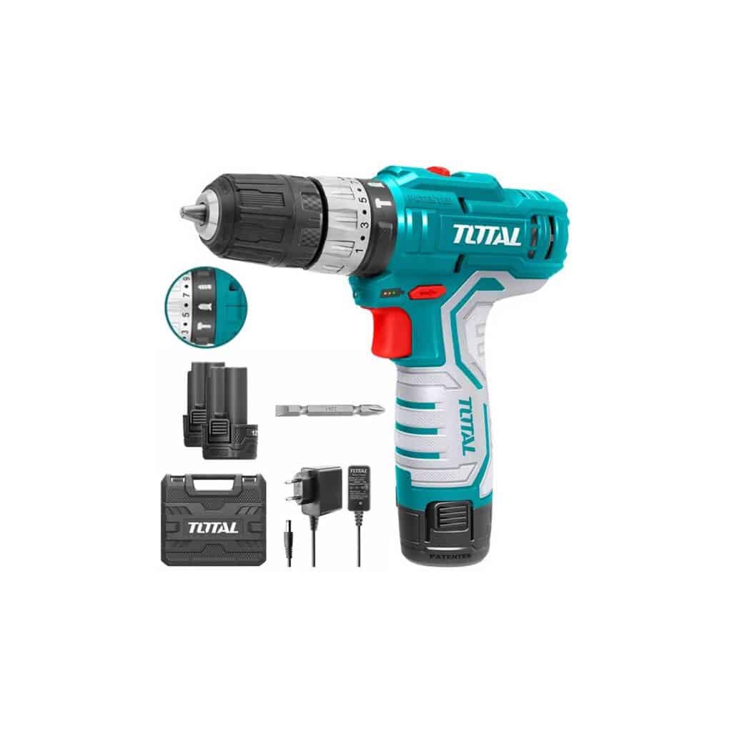 TALADRO PERCUTOR ATORNILLADOR 12V 1/2″ INALÁMBRICO ACCESORIOS TOTAL – TIDLI1232