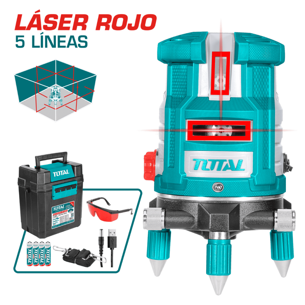 NIVEL LASER 0-30M 5 LÍNEAS PRECISIÓN 1MM ROJO – TLL306505