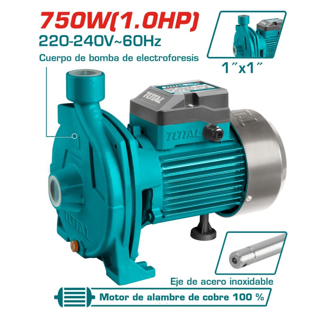 BOMBA DE AGUA CENTRIFUGA 1.0HP 30M 100L/MIN 1X1 TOTAL- TWP27506-5