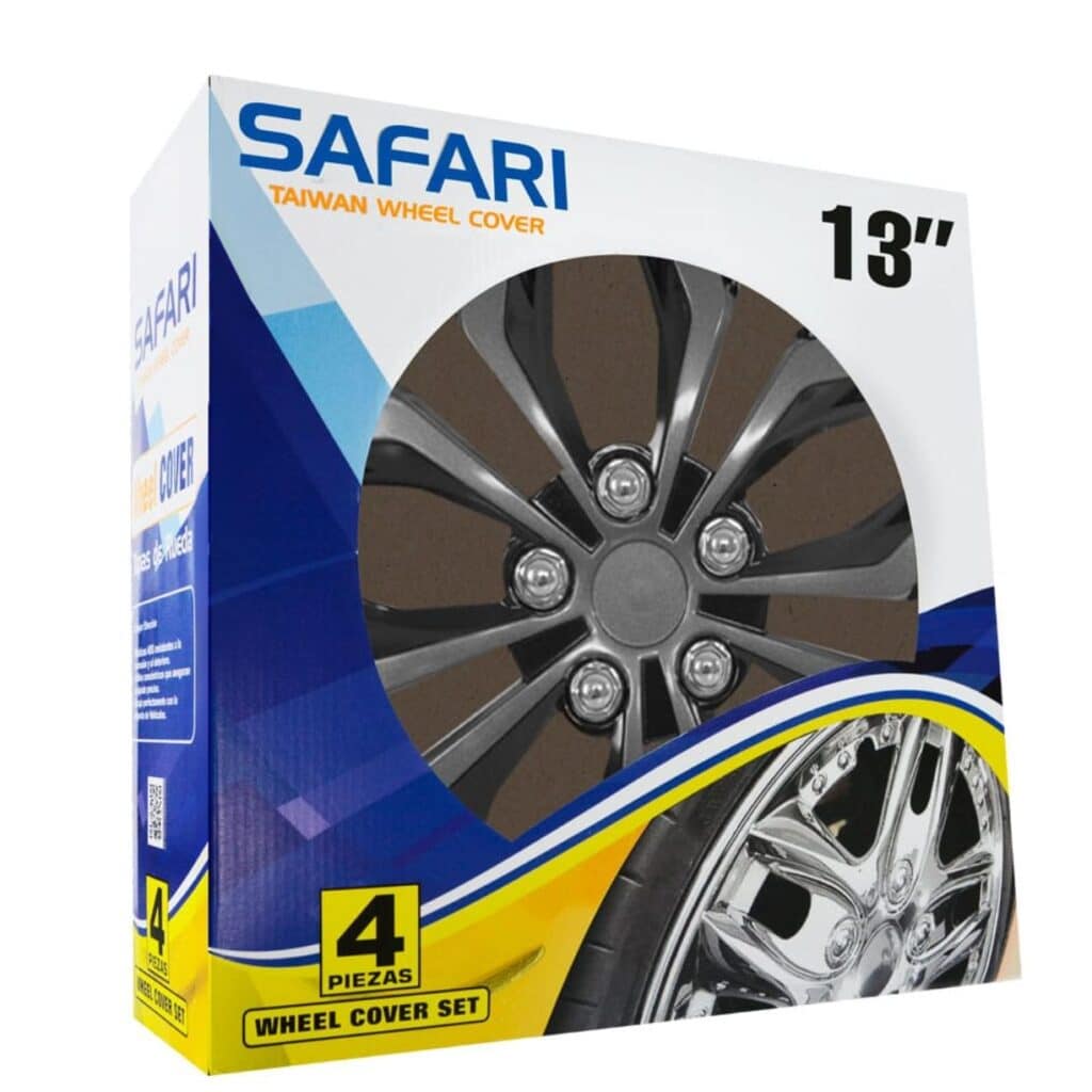 TAPAS DE AROS 13″  ESCARCHADO/NEGRO/CROMADO  – V138-GB-13