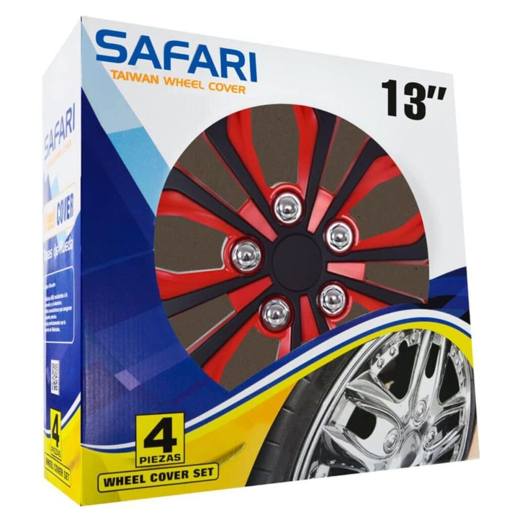 TAPAS DE AROS 13″ NEGRO/ROJO  –  V138-MBR