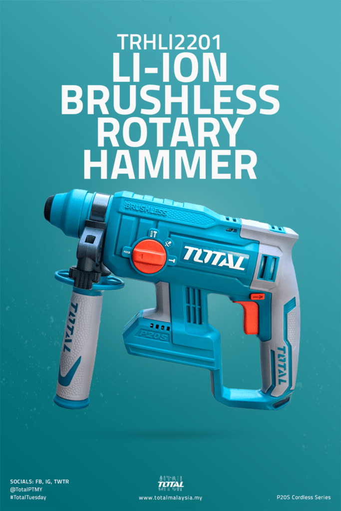 ROTOMARTILLO SDS+ LI-ION 20V 1.5J 0-4700BPM BLMOTOR INDUSTRIAL TOTAL- TRHLI2201