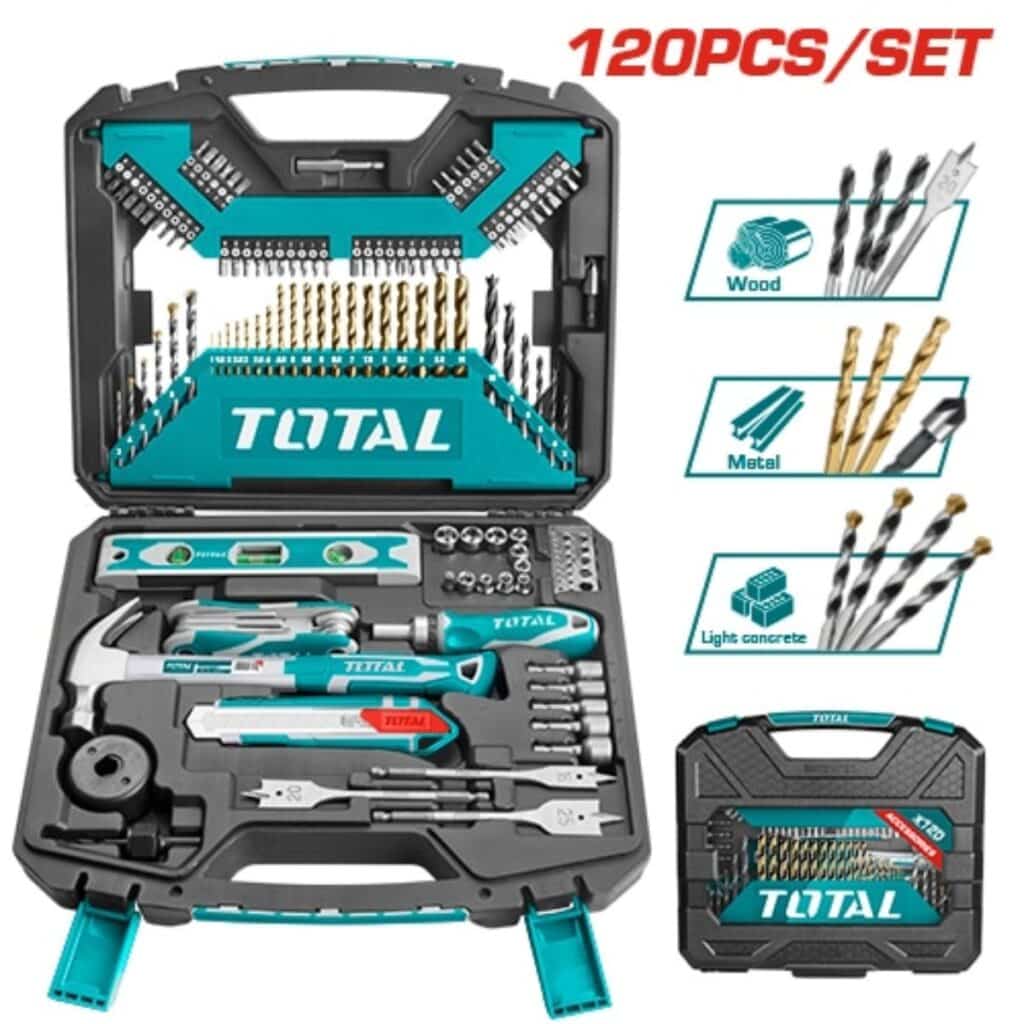 SET DE HERRAMIENTAS MANUALES Y BROCAS 120 PIEZAS – THKTAC01120