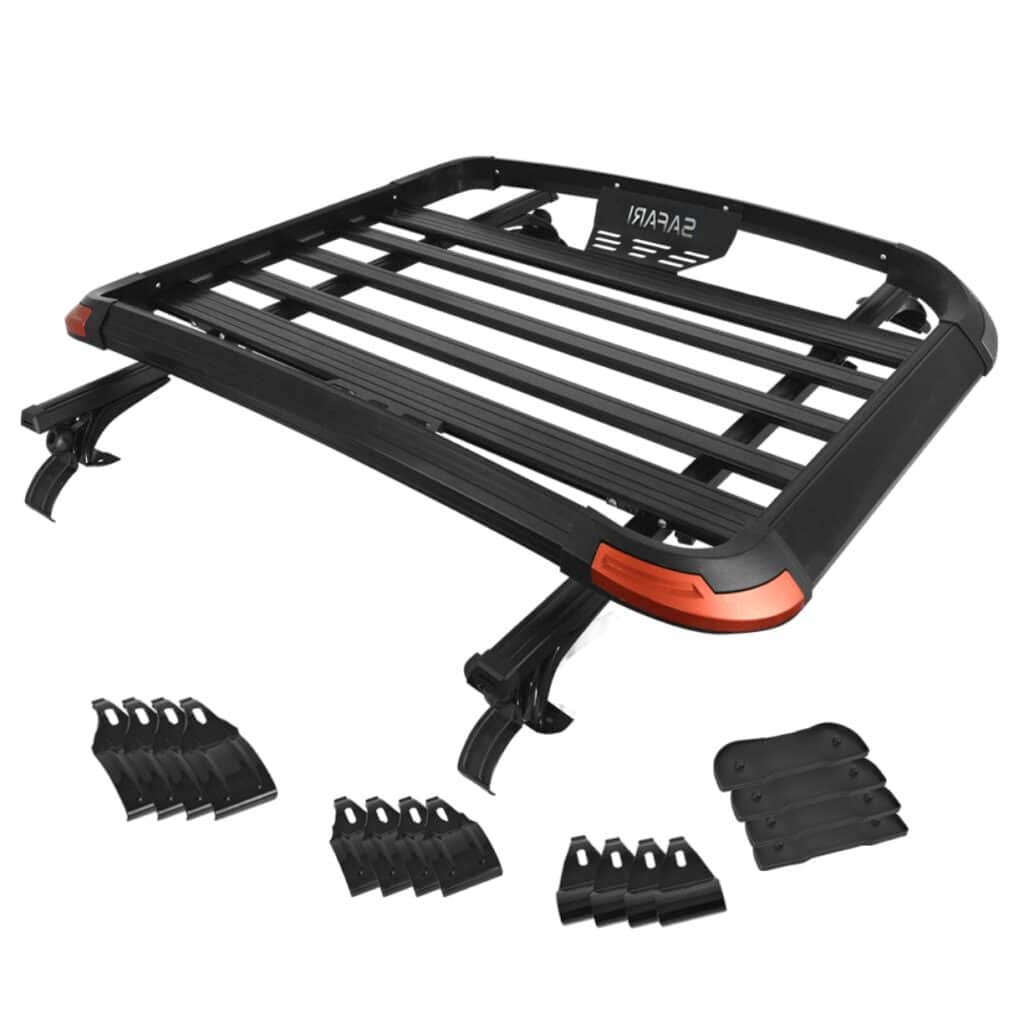 PARRILLA ALUMINIO+ABS NEGRA ESQUINAS ROJAS 4X4 M 127X96CM – A26544BK-M