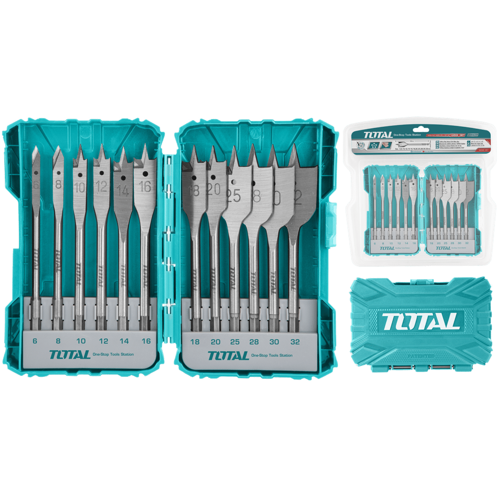 BROCA PLANAS SET 12PCS MADERA 1/4» HEX 152MM TOTAL- TACSDL1201