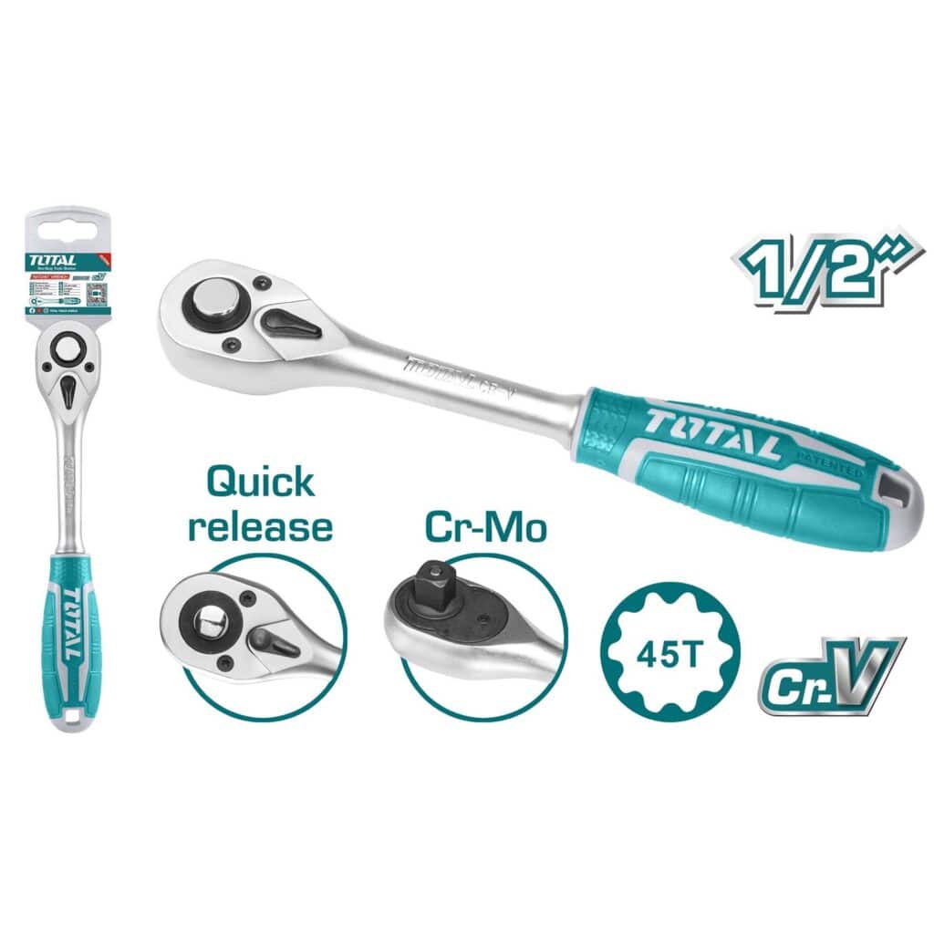 RATCHET 1/2″ 45T 260MM CR-V + CROMO INDUSTRIAL – THT106126