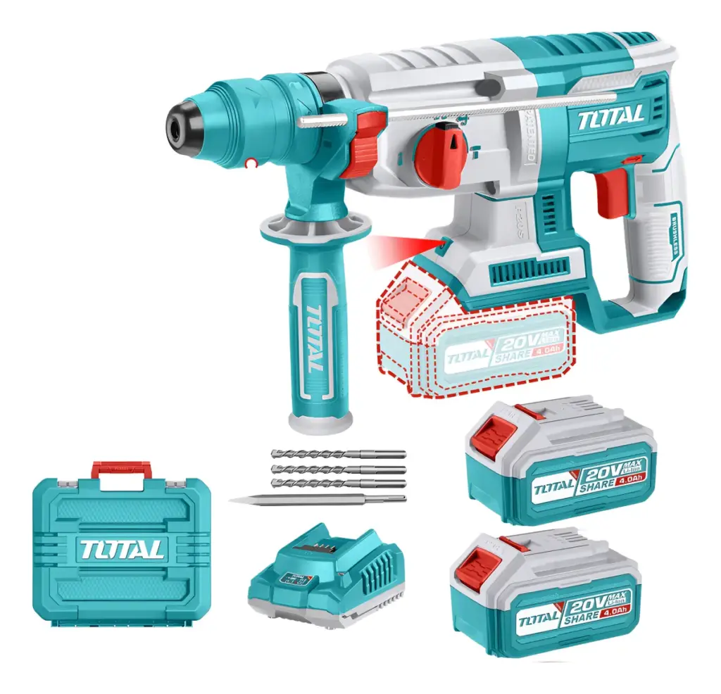 ROTOMARTILLO SDS+ 26MM 20V 2.5J 0-5000BPM BRUSHLESS 2X4.0AH 4FUNC  INDUSTRIAL TOTAL – TRHLI202289