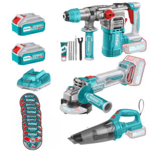 COMBO ROTOMARTILLO + AMOLADORA + ASPIRADORA 2X5.0AH + DISCOS - TOSLI240785