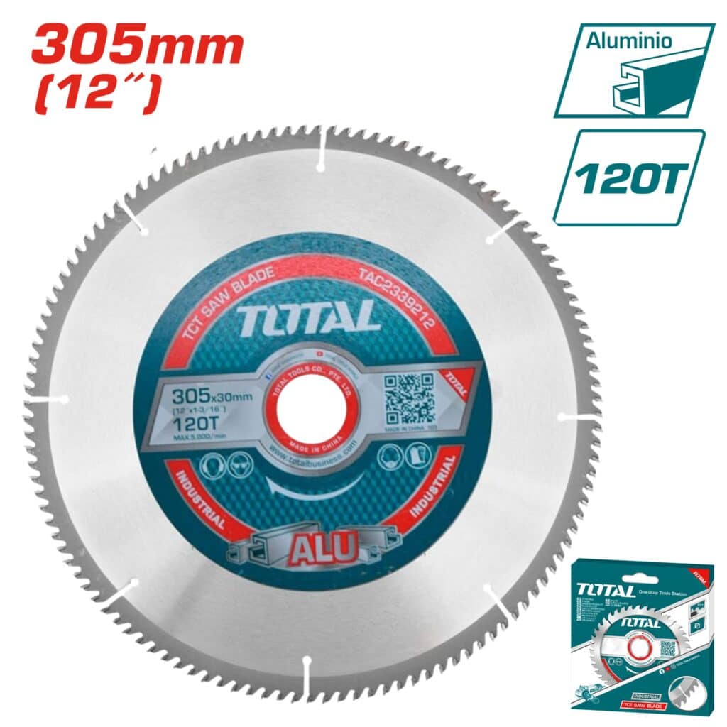 HOJA DE SIERRA TCT PARA ALUMINIO 12″ 350MM 120T TOTAL – TAC2339212