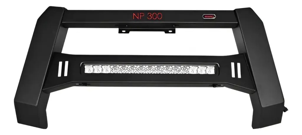 DEFENSA DELANTERA NEGRA P/NP300 2014+ CON LUZ WINBO – W600DM