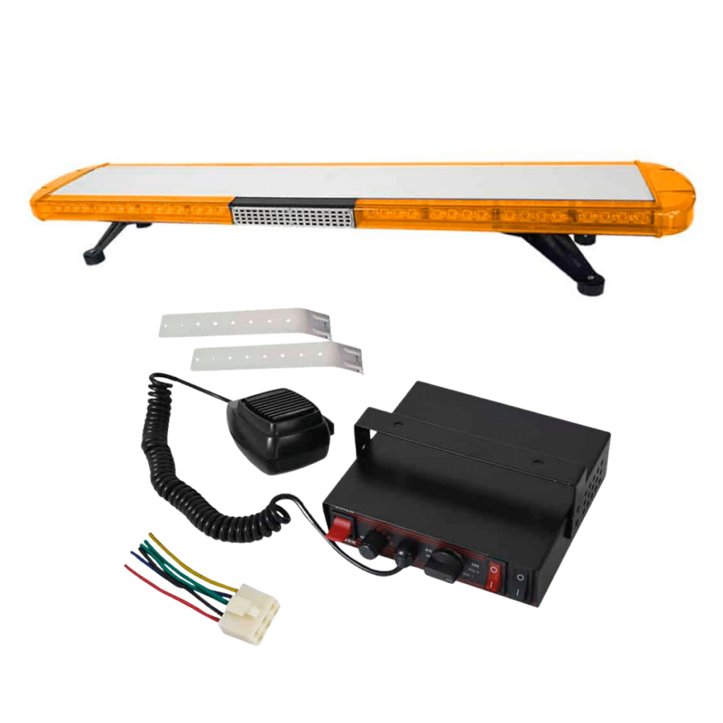 BARRA POLICIAL LED C/ALTAVOZ/SIRENA  72W 12/24V 118CM AMBAR – X46400-12HS-AM